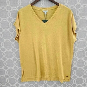 NWT Orvis Yellow Cap Sleeve Knit Top Women's L